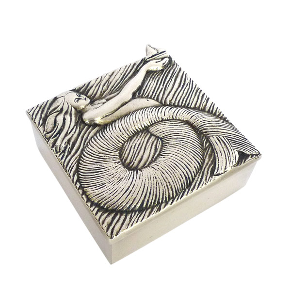 Mermaid With a Boat - Silvered Bronze Box by Line Vautrin