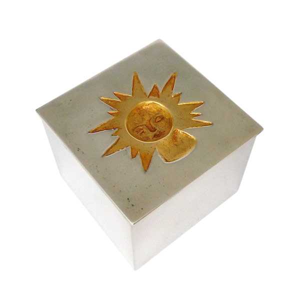 Sun and Moon - Silvered Bronze Box by Line Vautrin