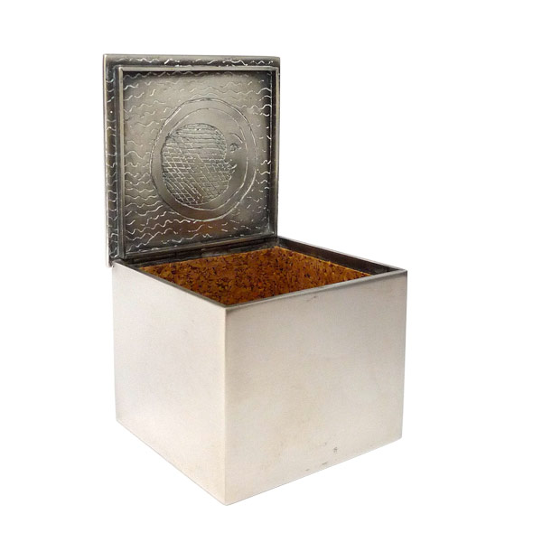 Sun and Moon - Silvered Bronze Box by Line Vautrin