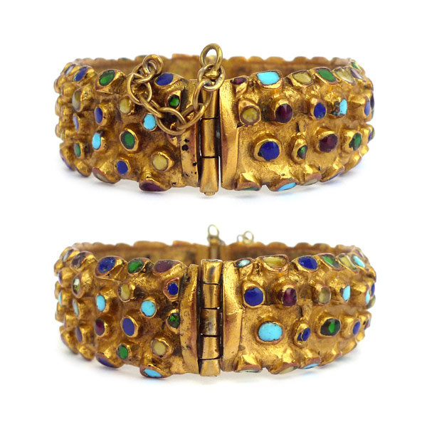 Hedgehog - Guilded and Enameled Bronze Bracelet by Line Vautrin
