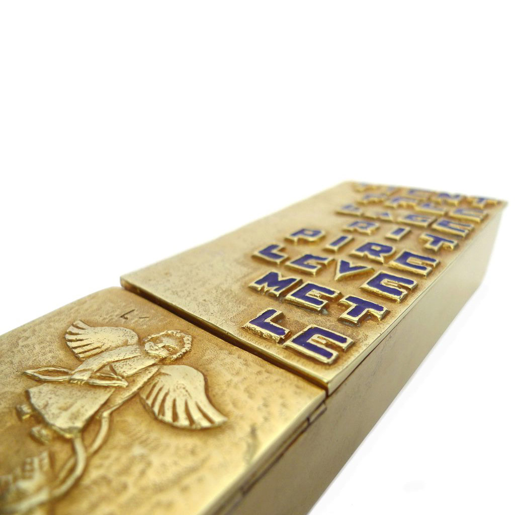 Love Sustains, Love… - Guilded and Enameled Bronze Box by Line Vautrin