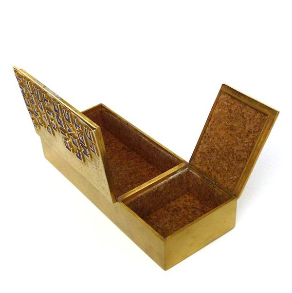 Love Sustains, Love… - Guilded and Enameled Bronze Box by Line Vautrin