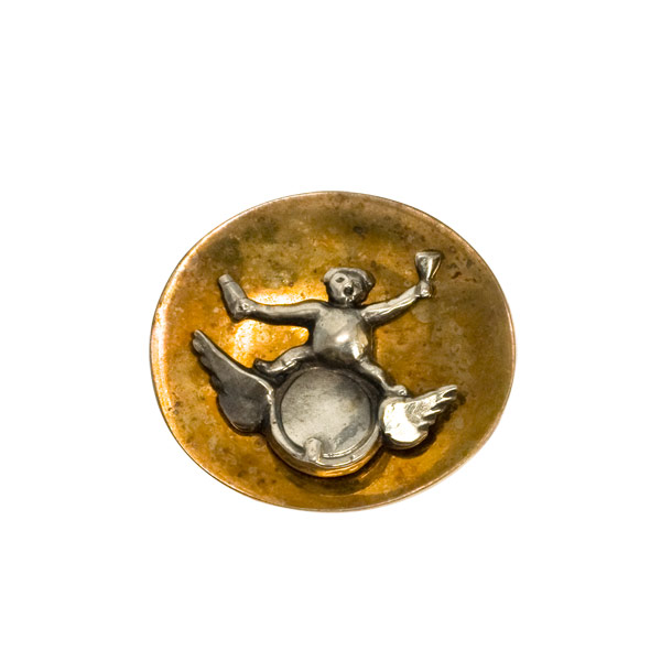 Bacchus - Silvered Bronze Brooch by Line Vautrin