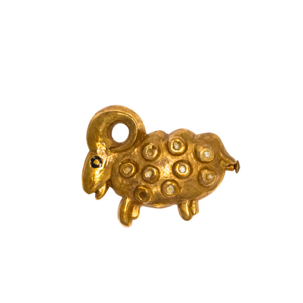The Ram - Guilded and Enameled Bronze Brooch by Line Vautrin