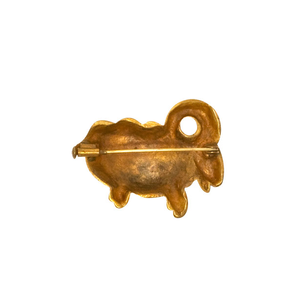 The Ram - Guilded and Enameled Bronze Brooch by Line Vautrin