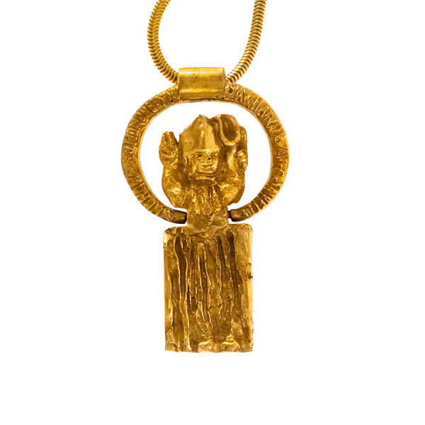 Saint Nicolas - Guilded Bronze Pendant by Line Vautrin