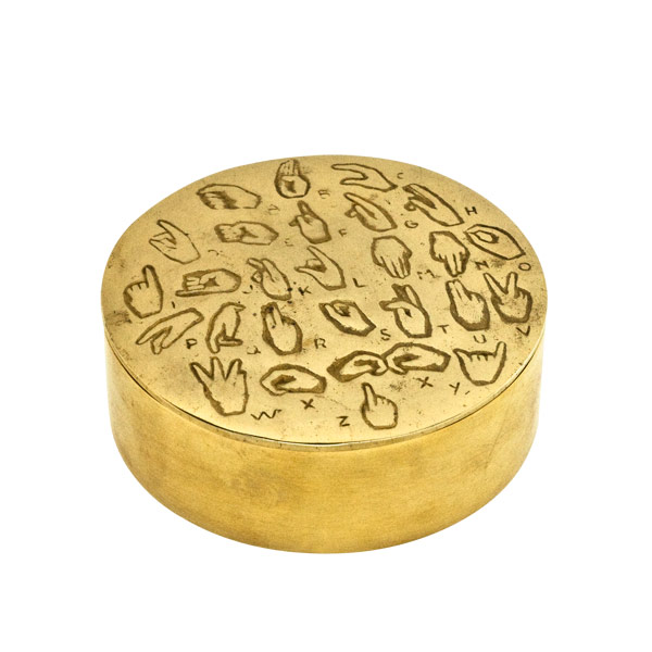Sign Langage - Guilded Bronze Box by Line Vautrin