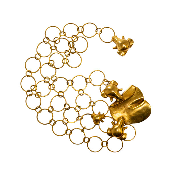 The Frogs - Guilded Bronze Brooch by Line Vautrin
