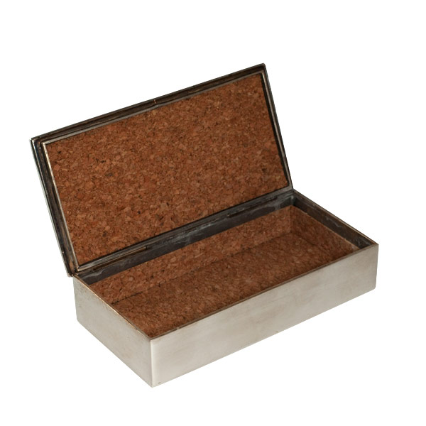 Powder and Ball - Silvered Silvered Bronze Box by Line Vautrin