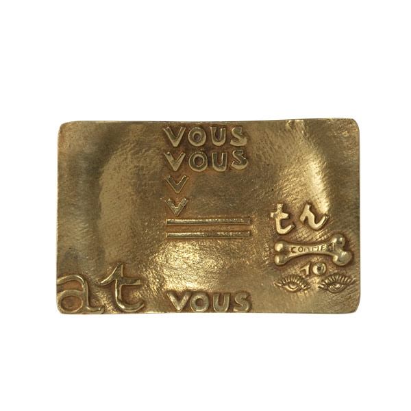 You ought to treat Eros as a God, hurry - Guilded Rebus Bronze Ashtray by Line Vautrin
