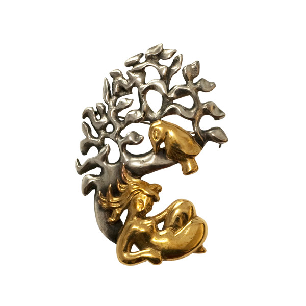 Pomona - Guilded and Silvered Bronze Brooch by Line Vautrin