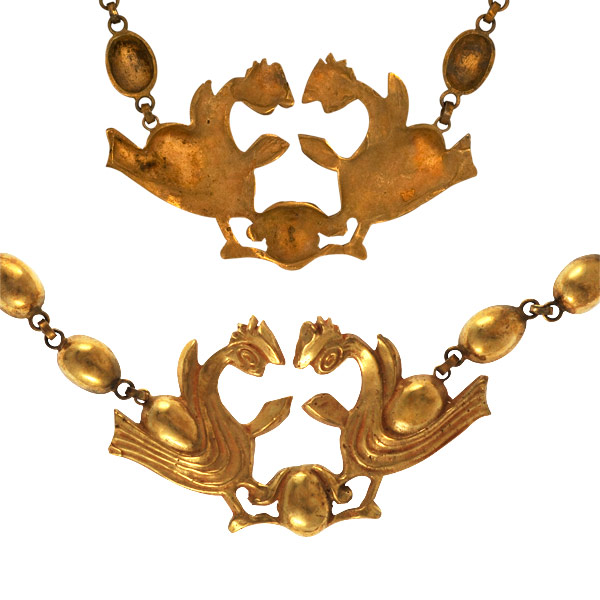The Roosters - Guilded Bronze Necklace by Line Vautrin