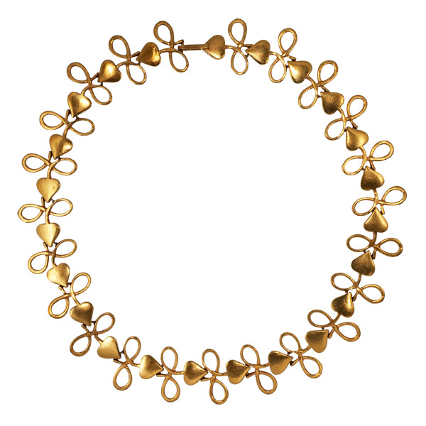 Lace and Hearts - Guilded Bronze Necklace by Line Vautrin