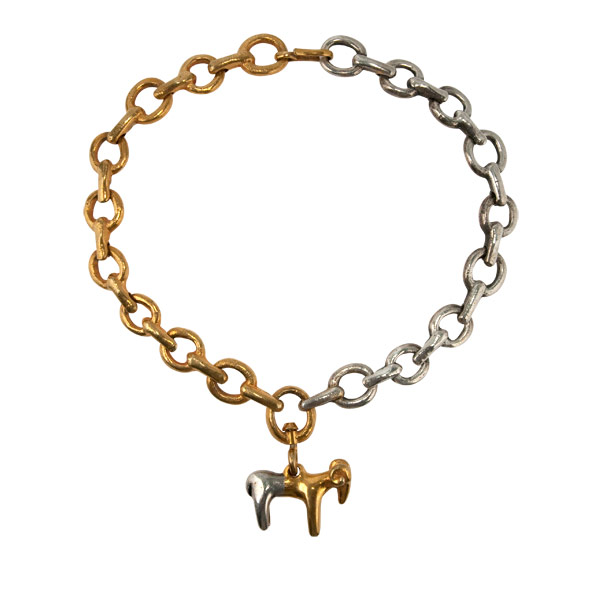 The Ram - Guilded and Silvered Bronze Necklace by Line Vautrin
