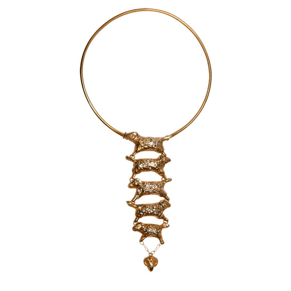 Leapfrog - Guilded Rebus Bronze Necklace by Line Vautrin