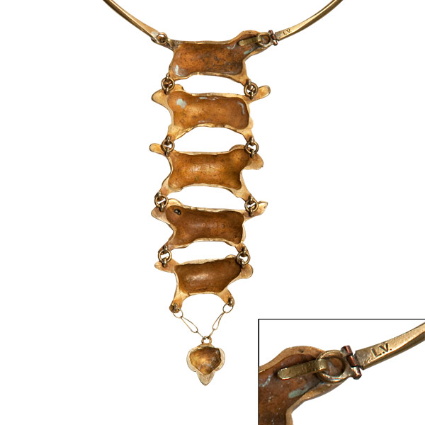 Leapfrog - Guilded Rebus Bronze Necklace by Line Vautrin