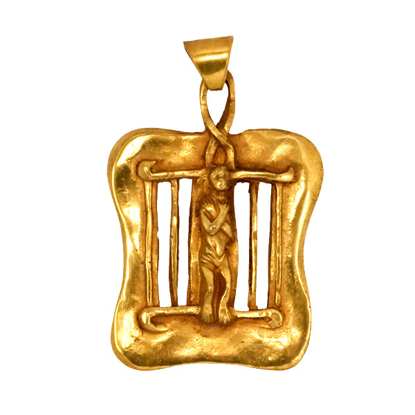 Saint Laurence Roasted - Guilded Bronze Pendant by Line Vautrin